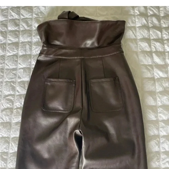 Jonathan Simkhai Tessa faux leather pants in dark mocha brown - Picture 12 of 13